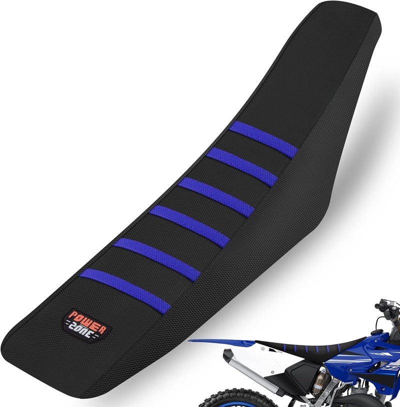 fewfuss Universial Dirt Bike Seat Cover - Soft Ribbed Rubber Seat Covers for Motorcross Enduro Blue - Image 1